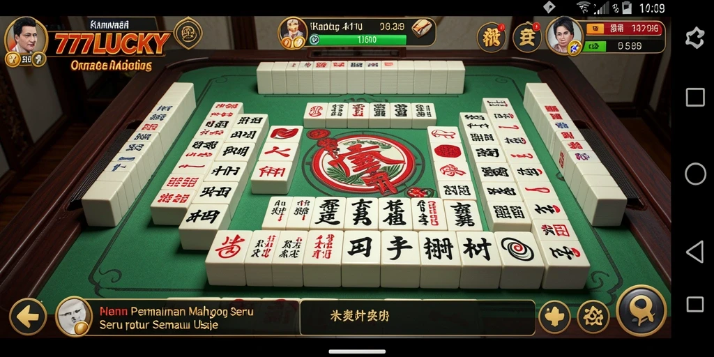 Screenshot gameplay 777LUCKY dengan tampilan papan Mahjong yang menarik.