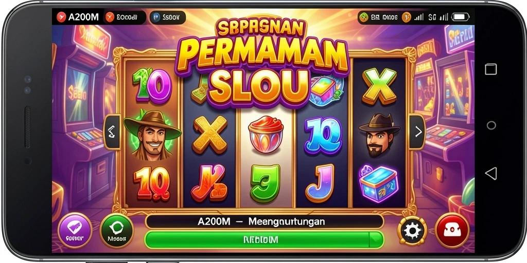 Tampilan menarik dari gameplay A200M yang menampilkan mesin slot.
