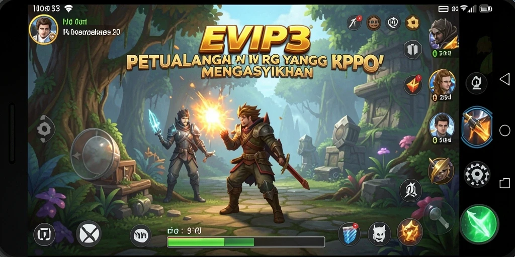 Tampilan gameplay seru EVIP3 dengan pertarungan strategis dan petualangan.