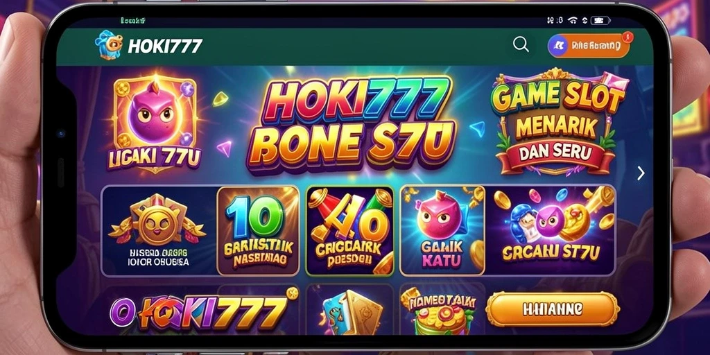 Tampilan gameplay seru HOKI777 dengan berbagai simbol menarik.