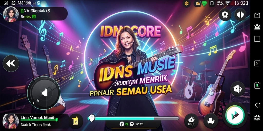 Screenshot utama IDNSCORE menampilkan keseruan gameplay musik.