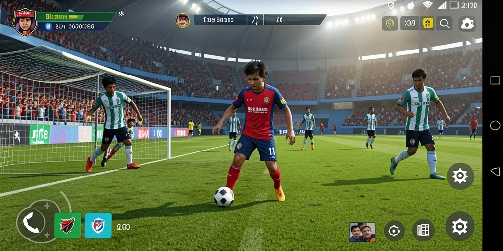 Tangkapan layar JKT8 menampilkan aksi seru dalam pertandingan sepak bola.