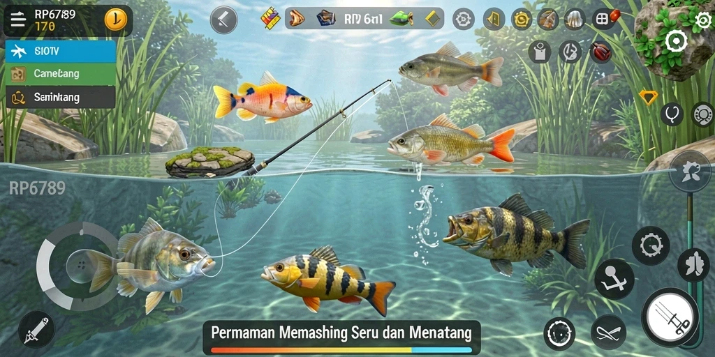 Tampilan gameplay RP6789 dengan pengalaman memancing yang mendebarkan.