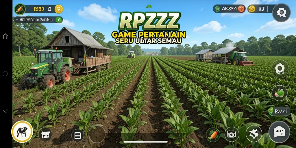 Screenshot gameplay RPZZZ dengan aktivitas berkebun yang menarik.