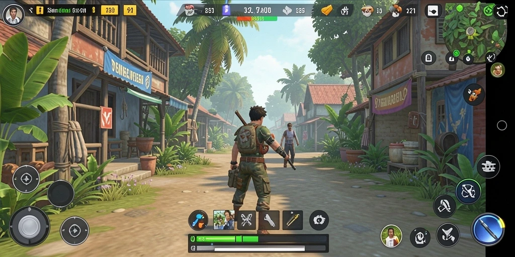 Tampilan gameplay V21 yang memikat dengan interaksi karakter yang dinamis.
